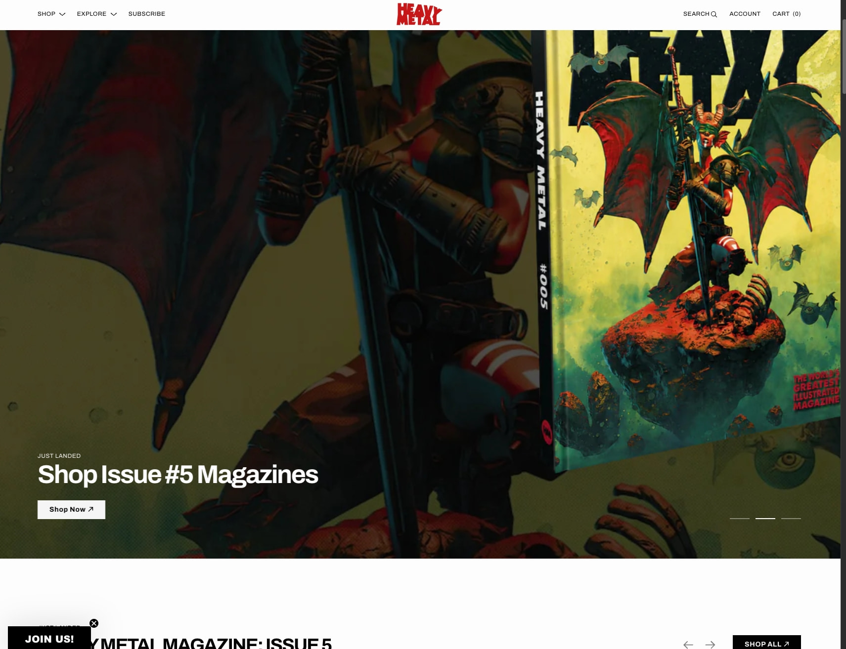 Heavy Metal Magazine - The World's Greatest Illustrated Magazine captured website design