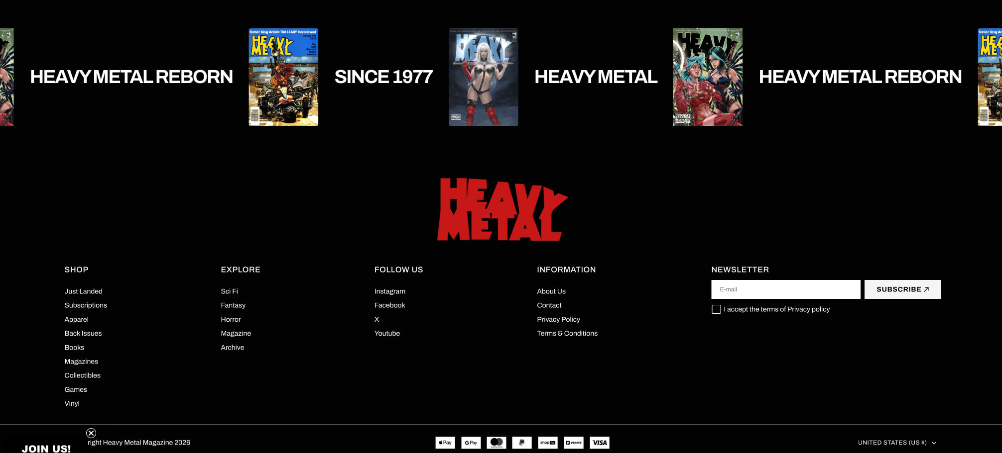 Heavy Metal Magazine - The World's Greatest Illustrated Magazine captured website design