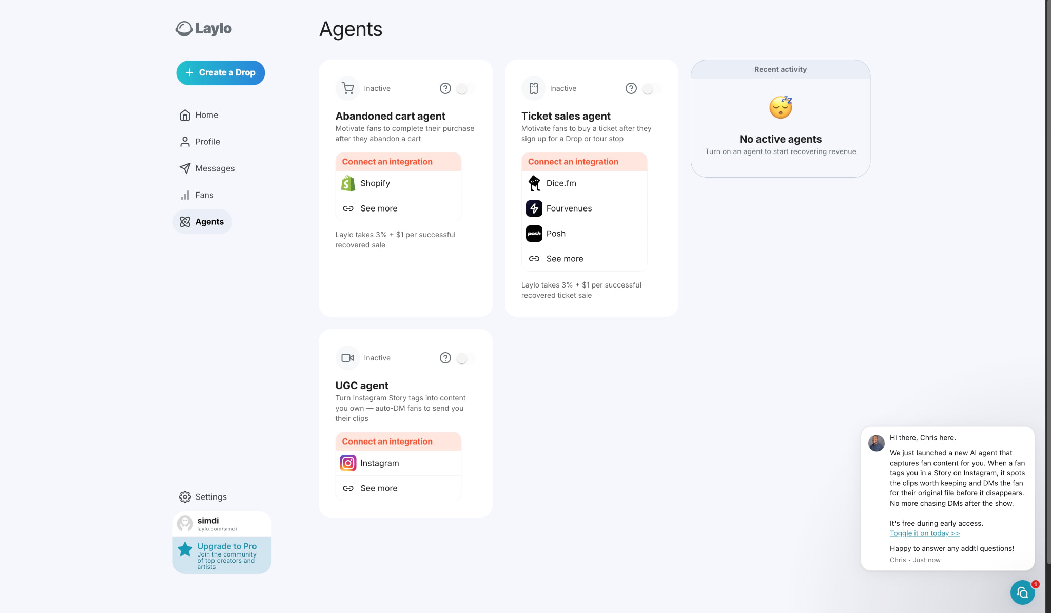Agents • Laylo captured website design