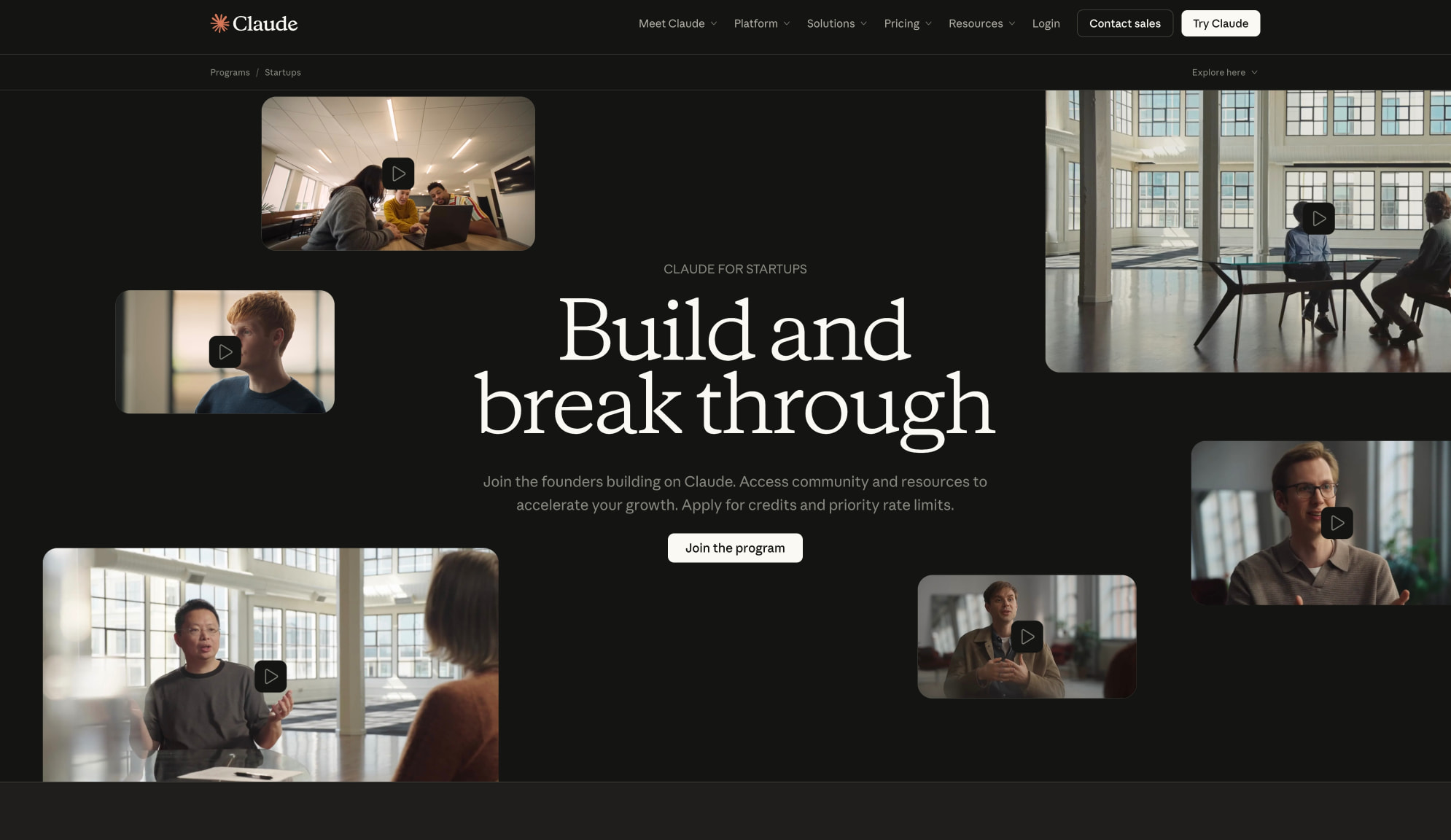 Claude for startups | Claude by Anthropic captured website design