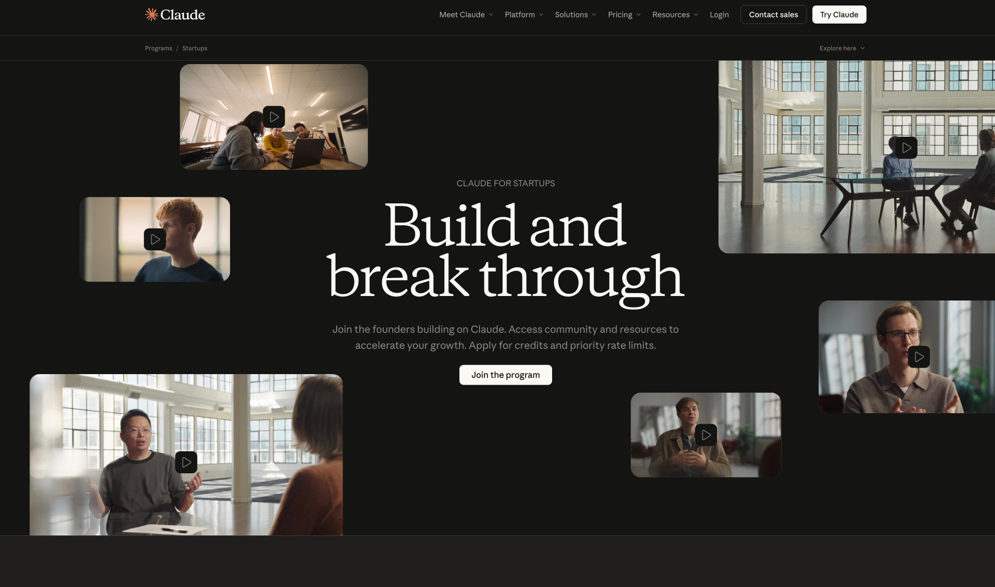 Claude for startups | Claude by Anthropic captured website design