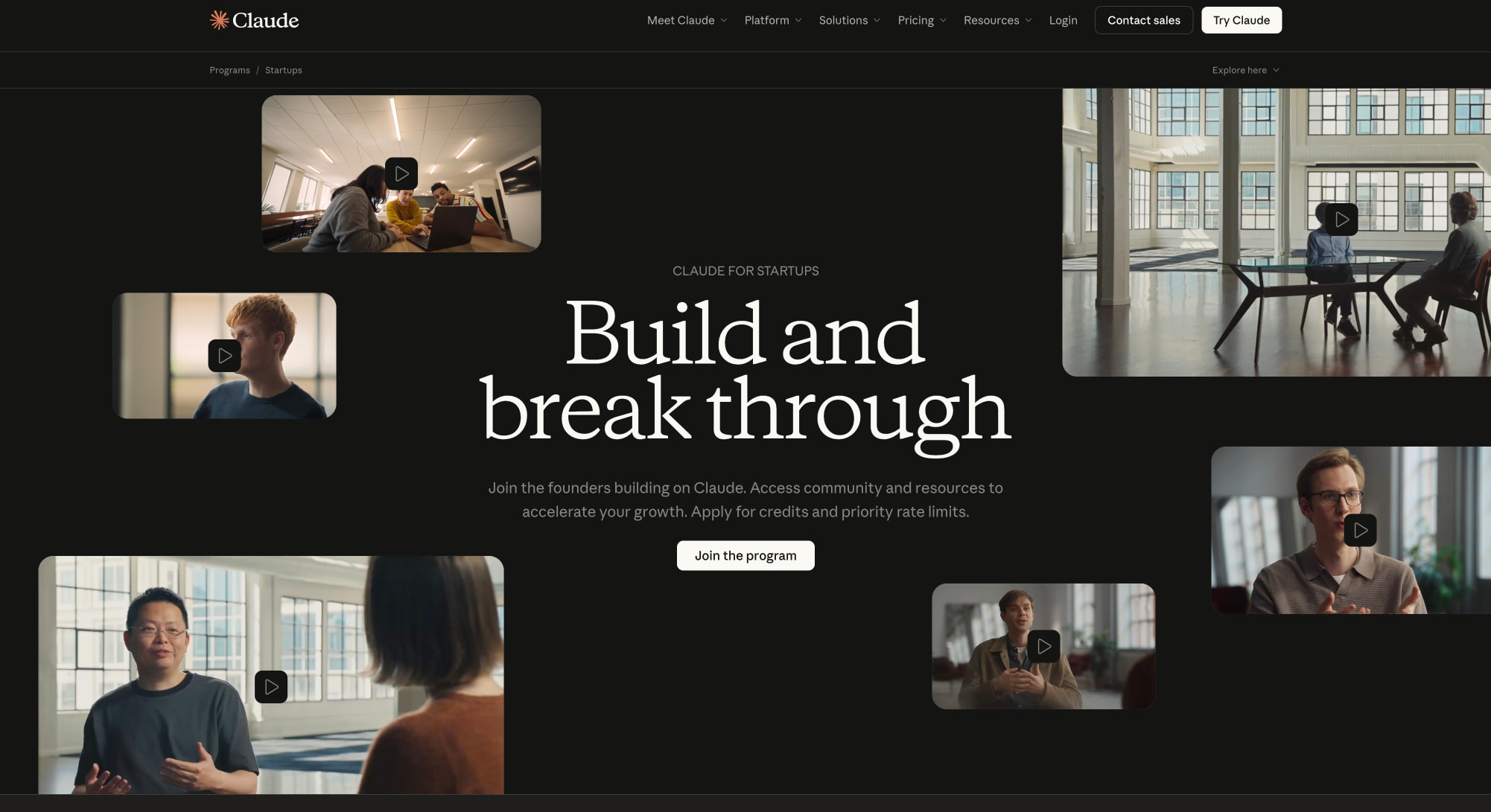 Claude for startups | Claude by Anthropic captured website design