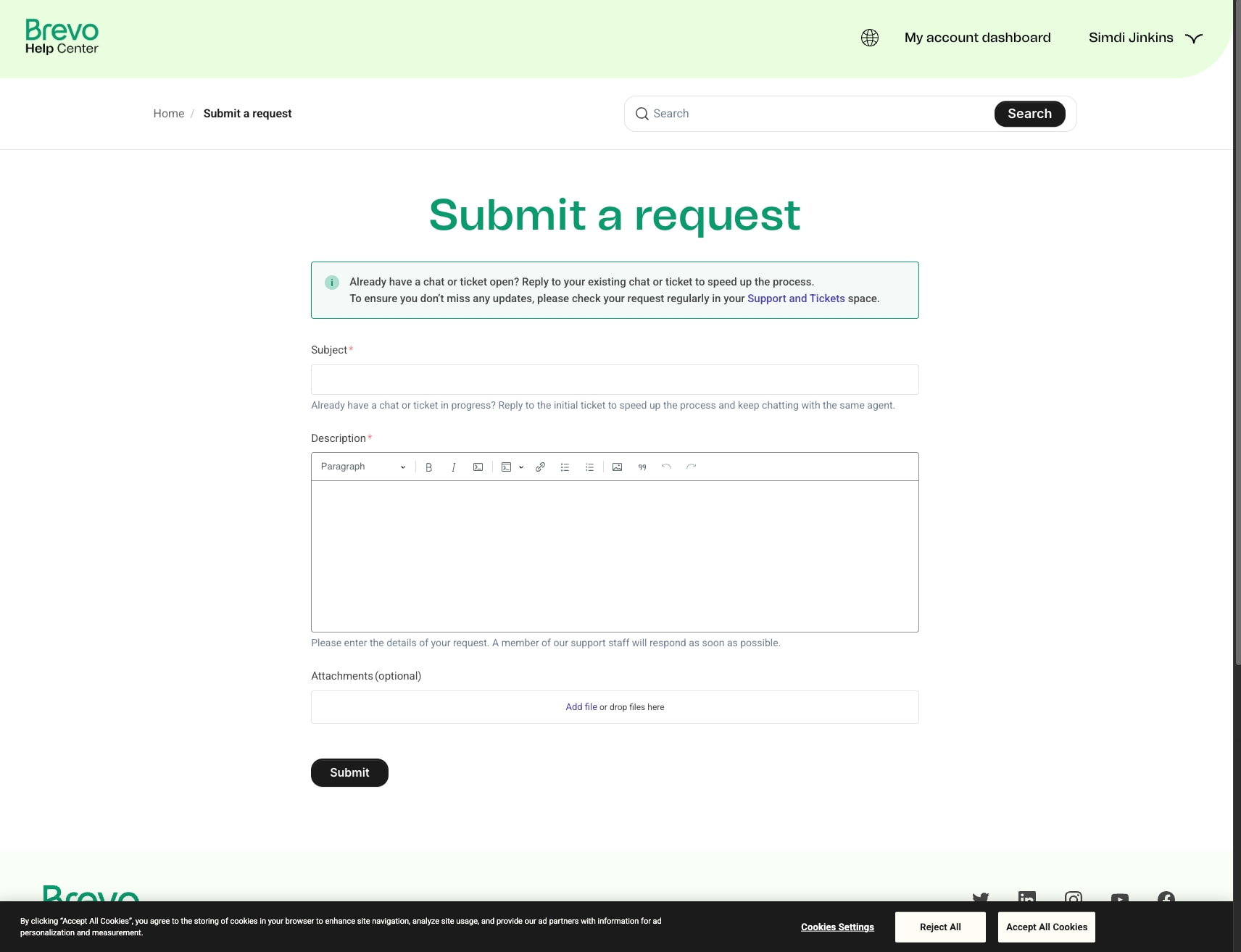 Submit a request – Home captured website design