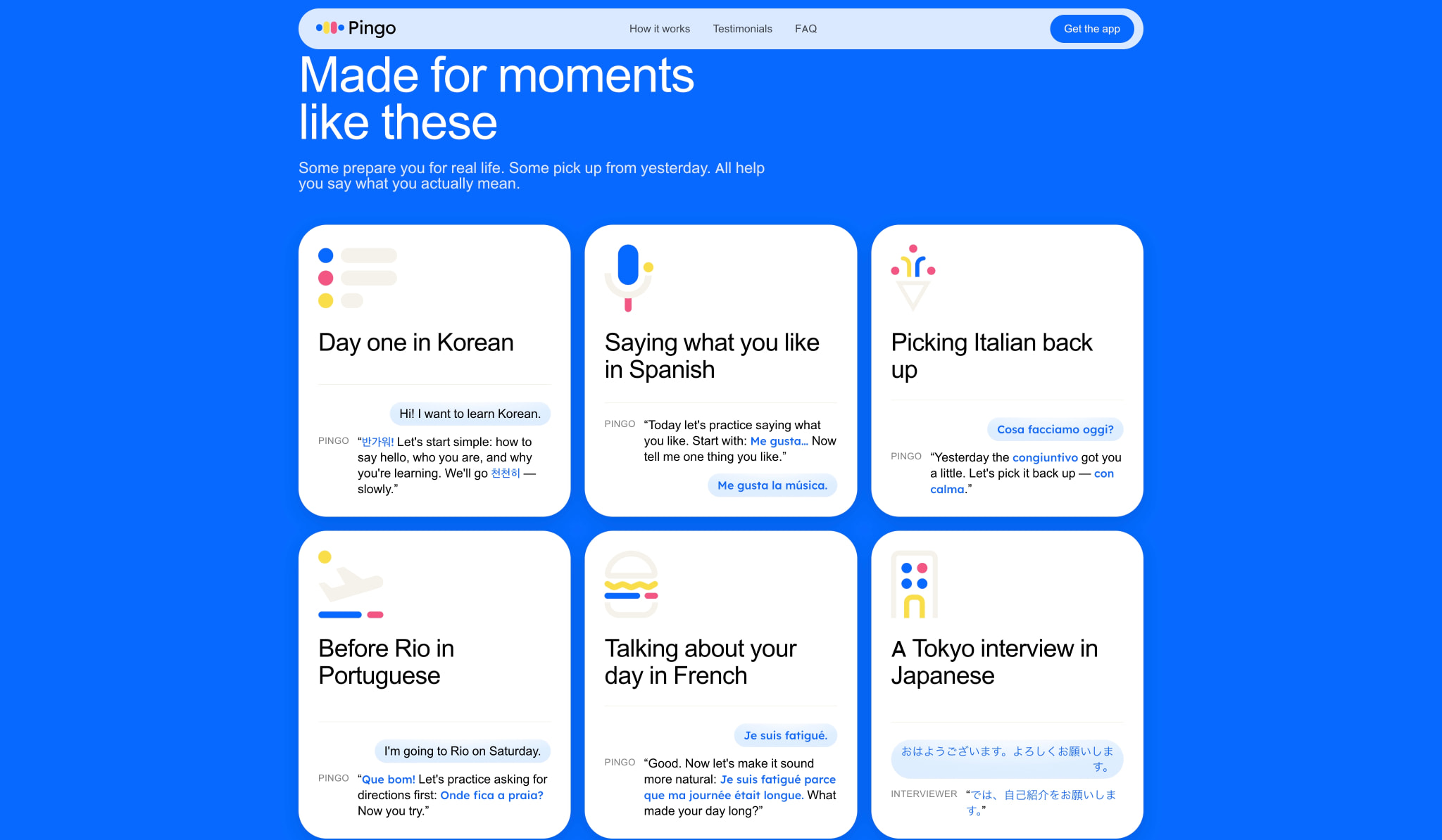 Learn a language by talking | Pingo AI captured website design