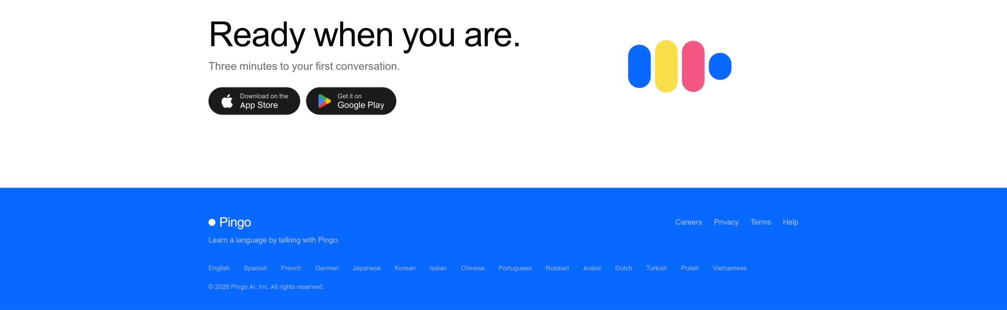 Learn a language by talking | Pingo AI captured website design