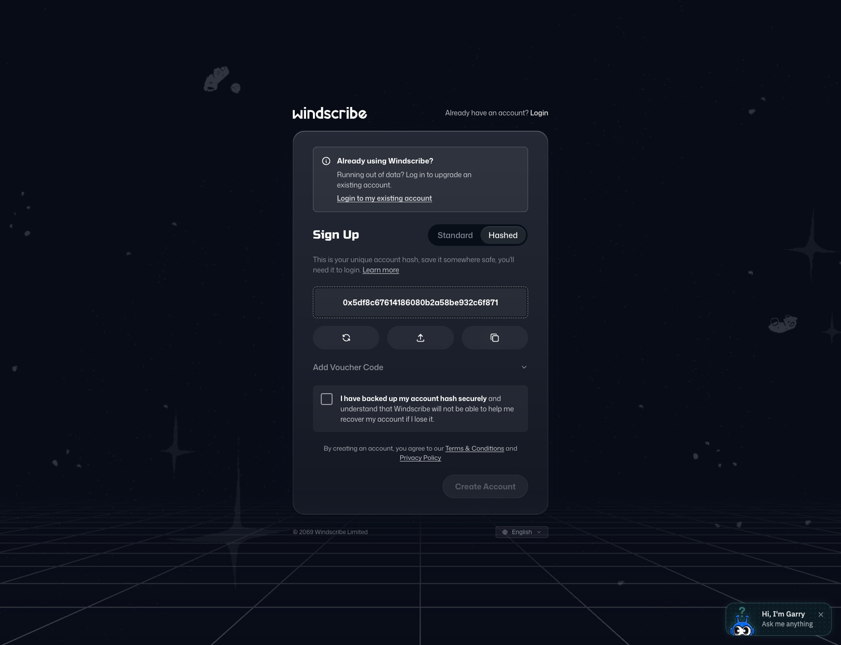 Sign Up | Windscribe captured website design