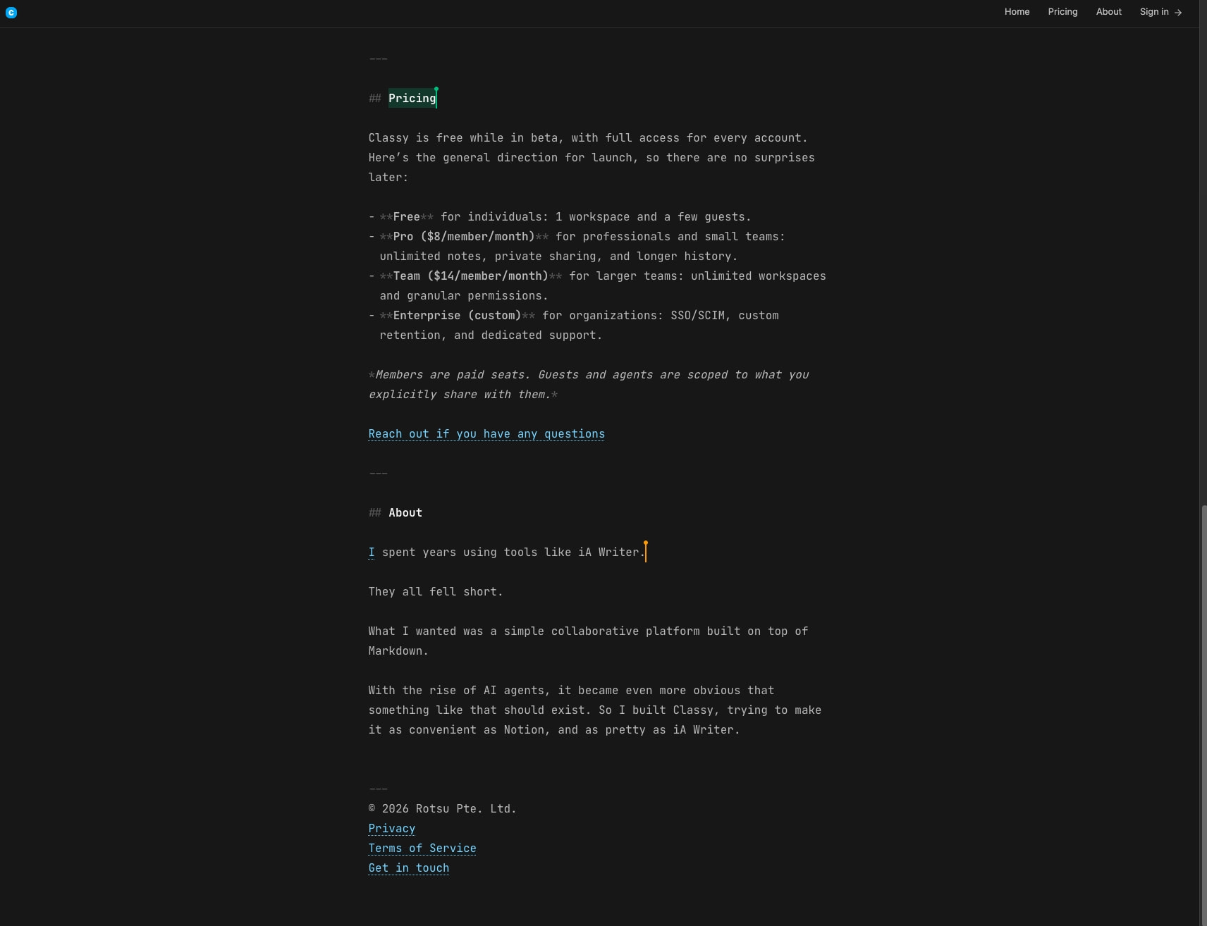 Classy captured website design