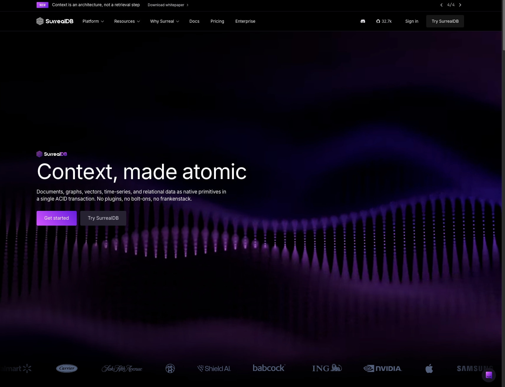 SurrealDB | The Database That Makes Context Atomic captured website design