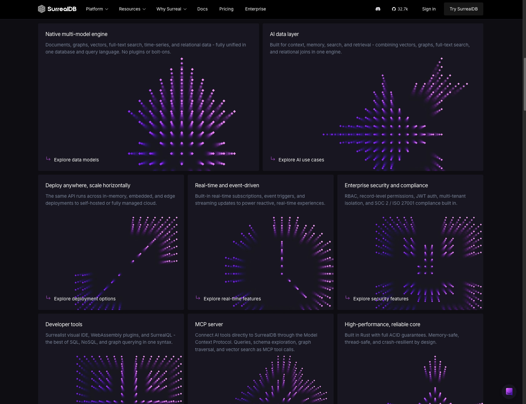 SurrealDB | The Database That Makes Context Atomic captured website design