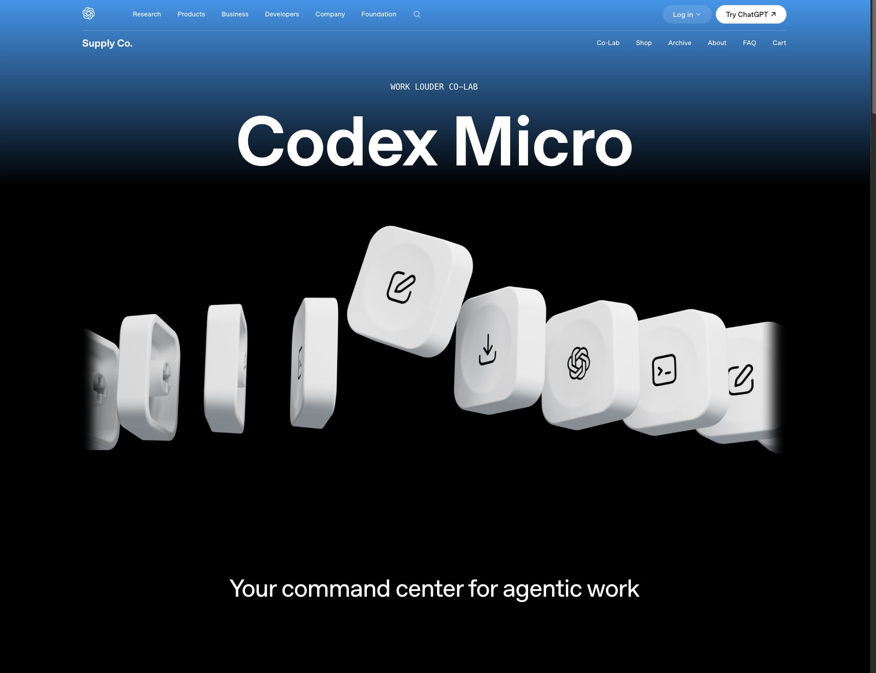 Supply Co. x Work Louder | OpenAI captured website design