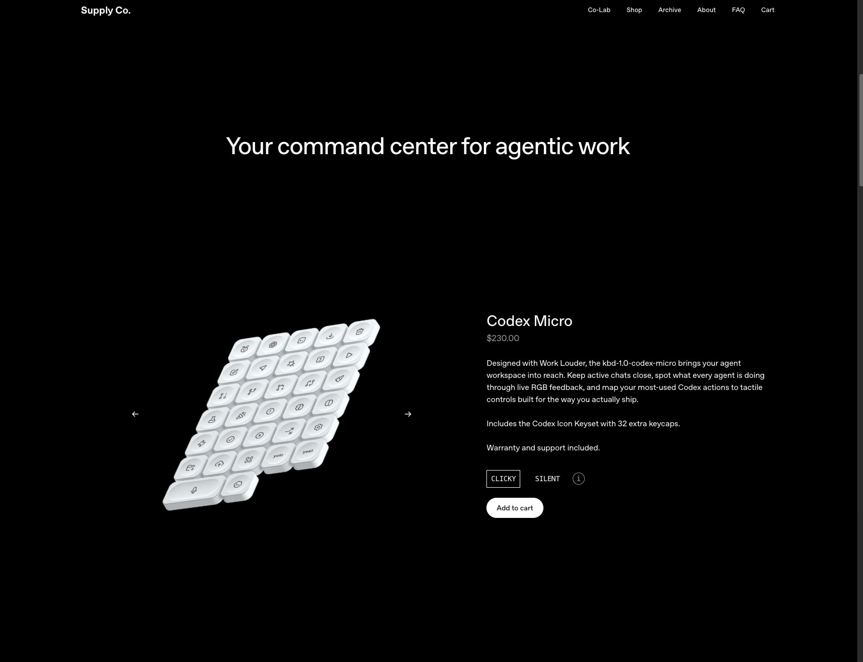Supply Co. x Work Louder | OpenAI captured website design