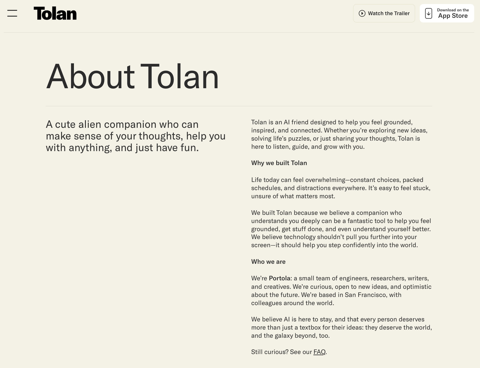 Captured design matching tolans.com captured website design