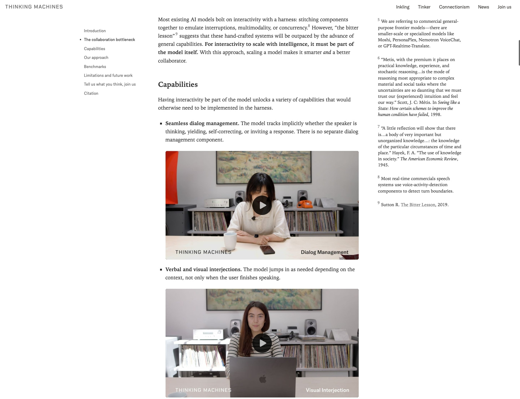 Interaction Models: A Scalable Approach to Human-AI Collaboration - Thinking Machines Lab captured website design