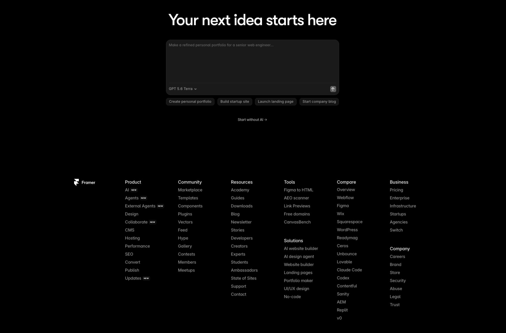 Framer: AI website builder for professional sites captured website design