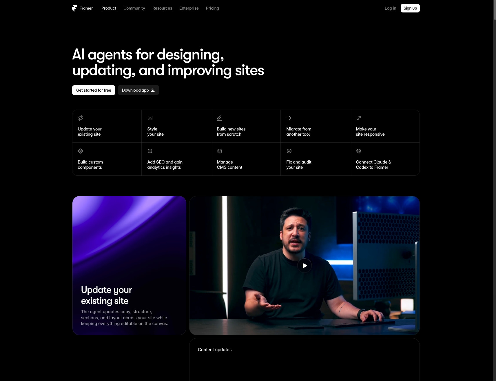 Framer: AI website editor for site updates captured website design