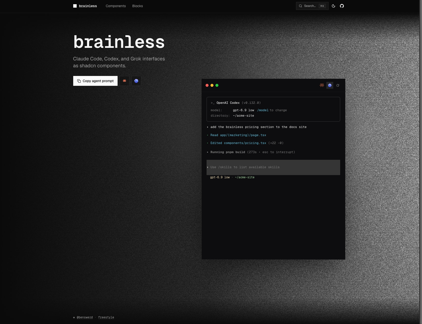 brainless captured website design