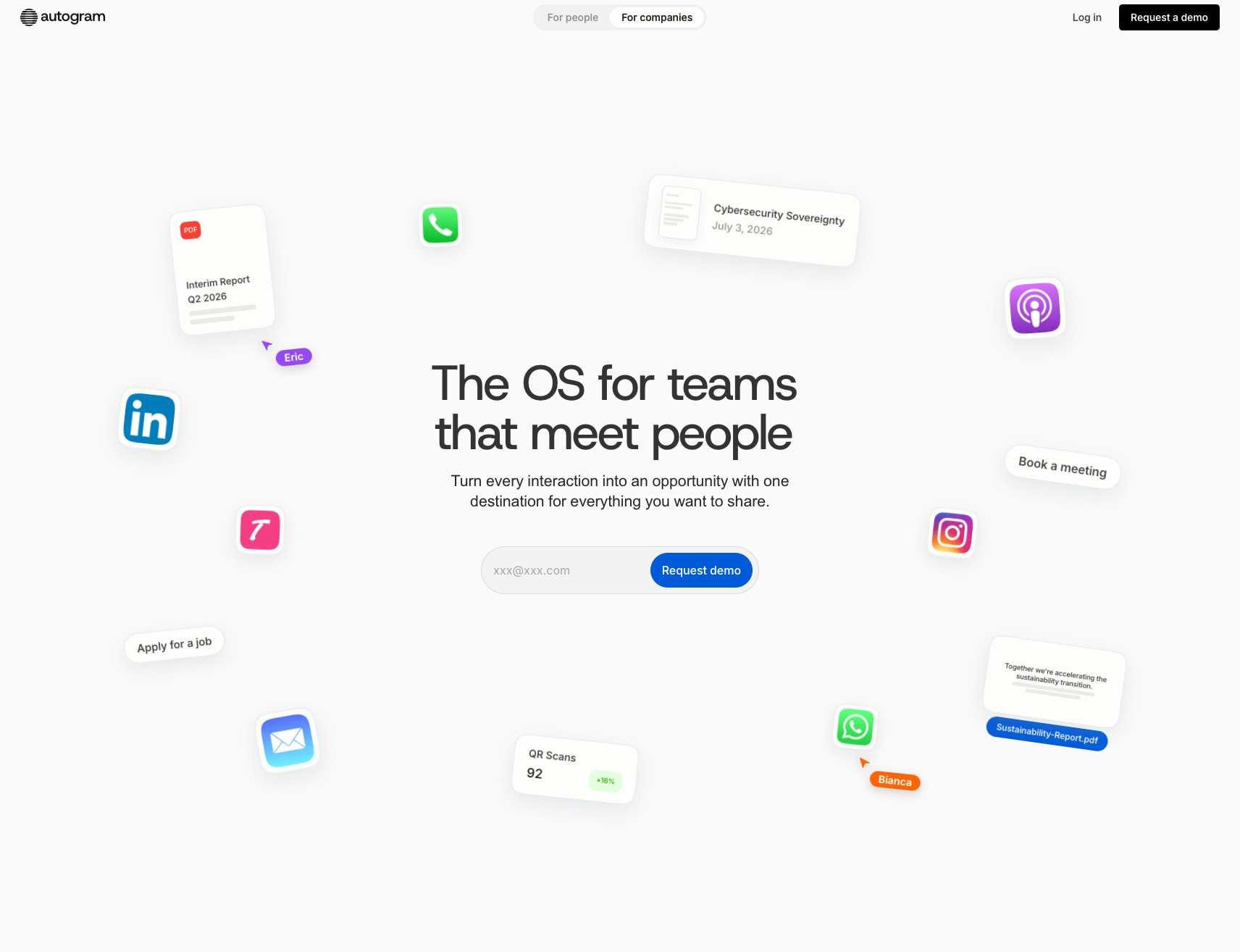 Autogram captured website design