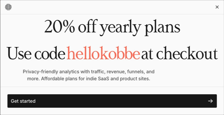 Kobbe — Web analytics that respect your visitors captured website design