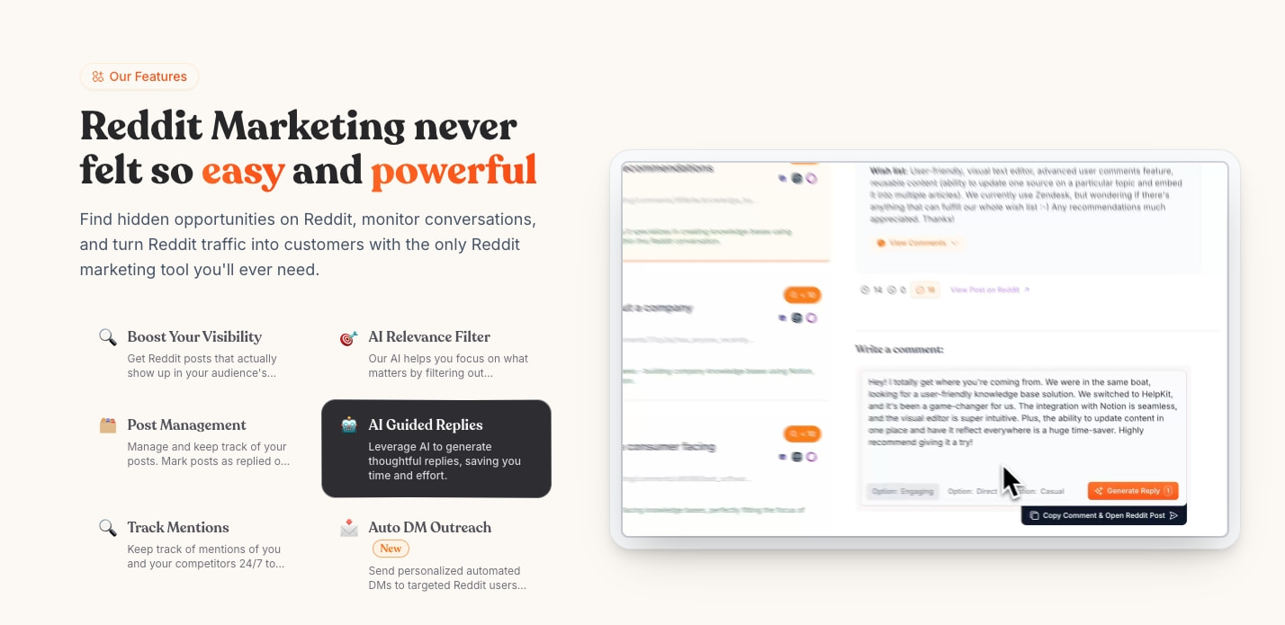 Redreach: AI-Powered Reddit Lead Generation Tool | Redreach: AI-Powered Reddit Lead Generation Tool captured website design