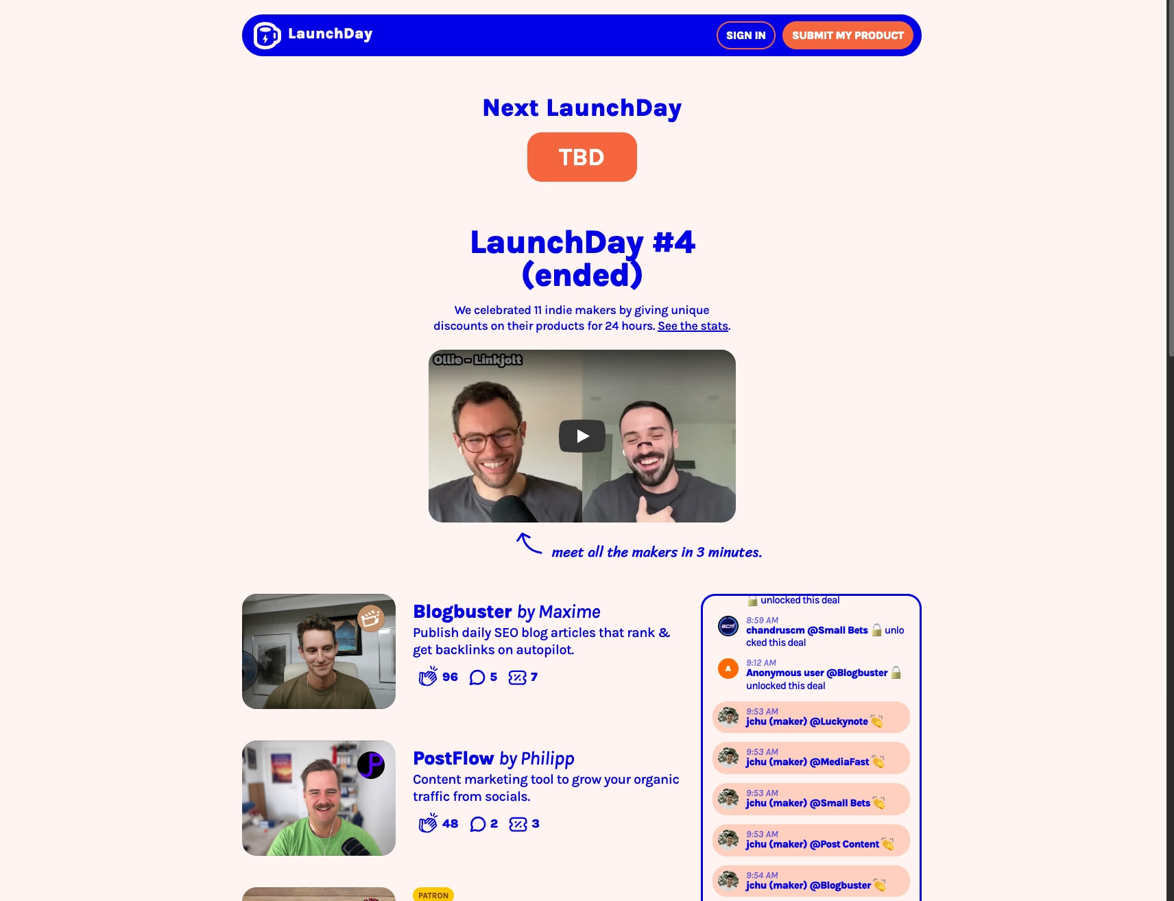LaunchDay captured website design