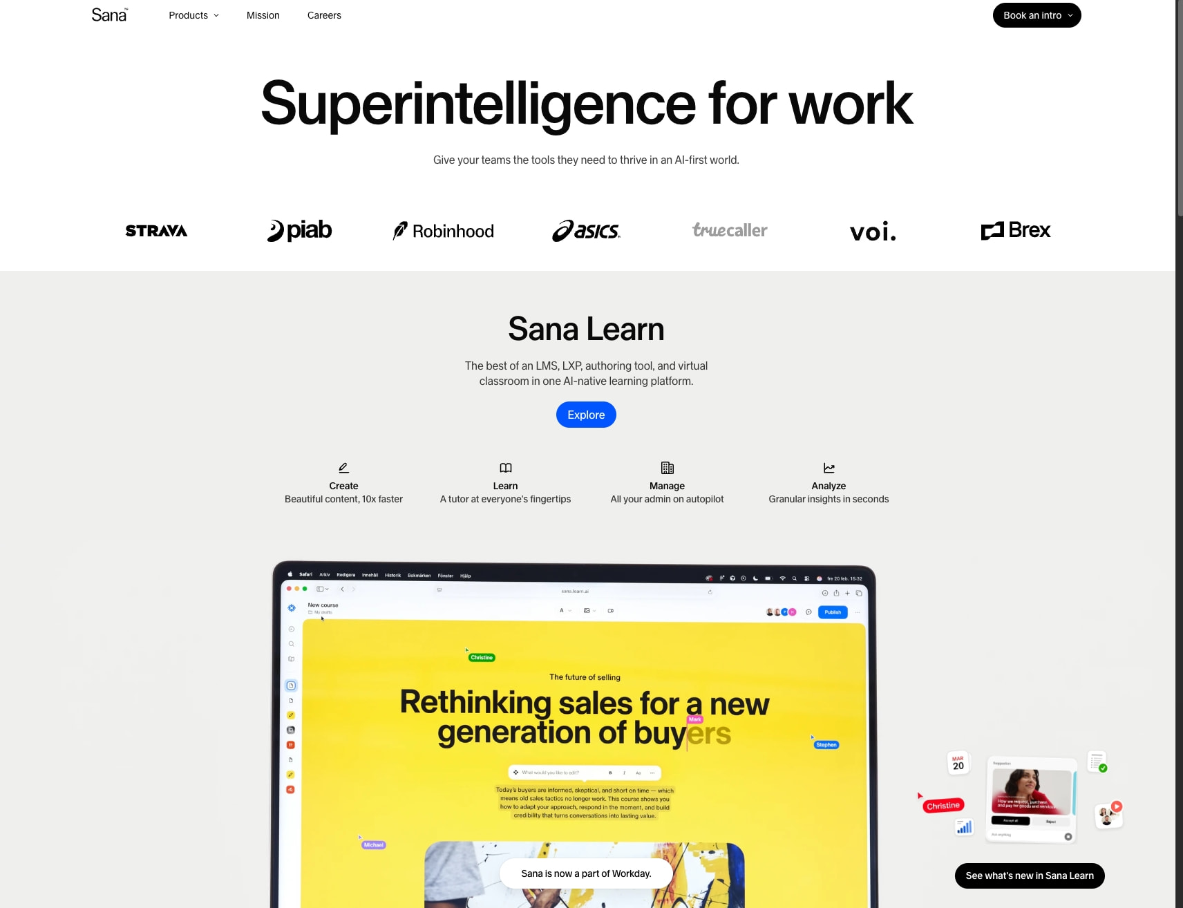 Superintelligence for work | Sana captured website design