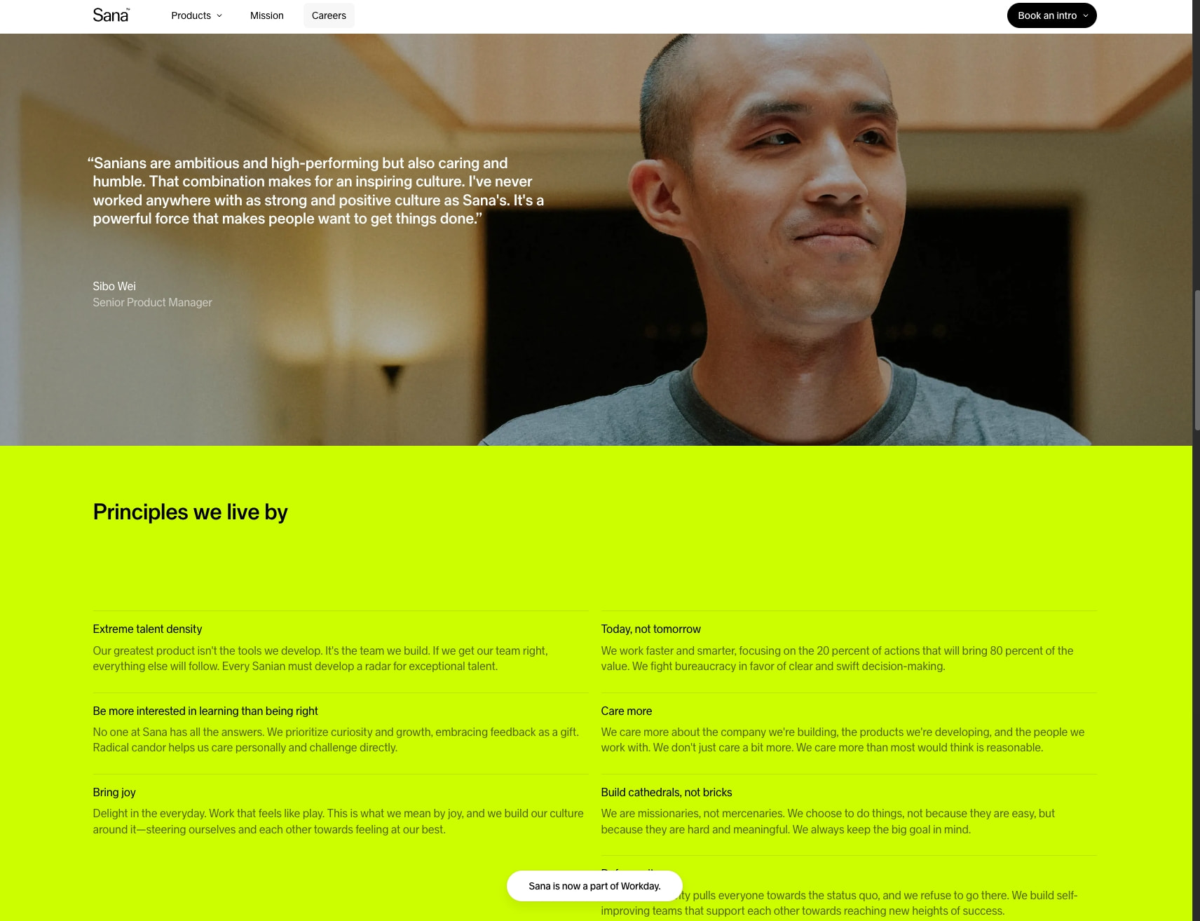 Do your life's work advancing human knowledge | Sana captured website design