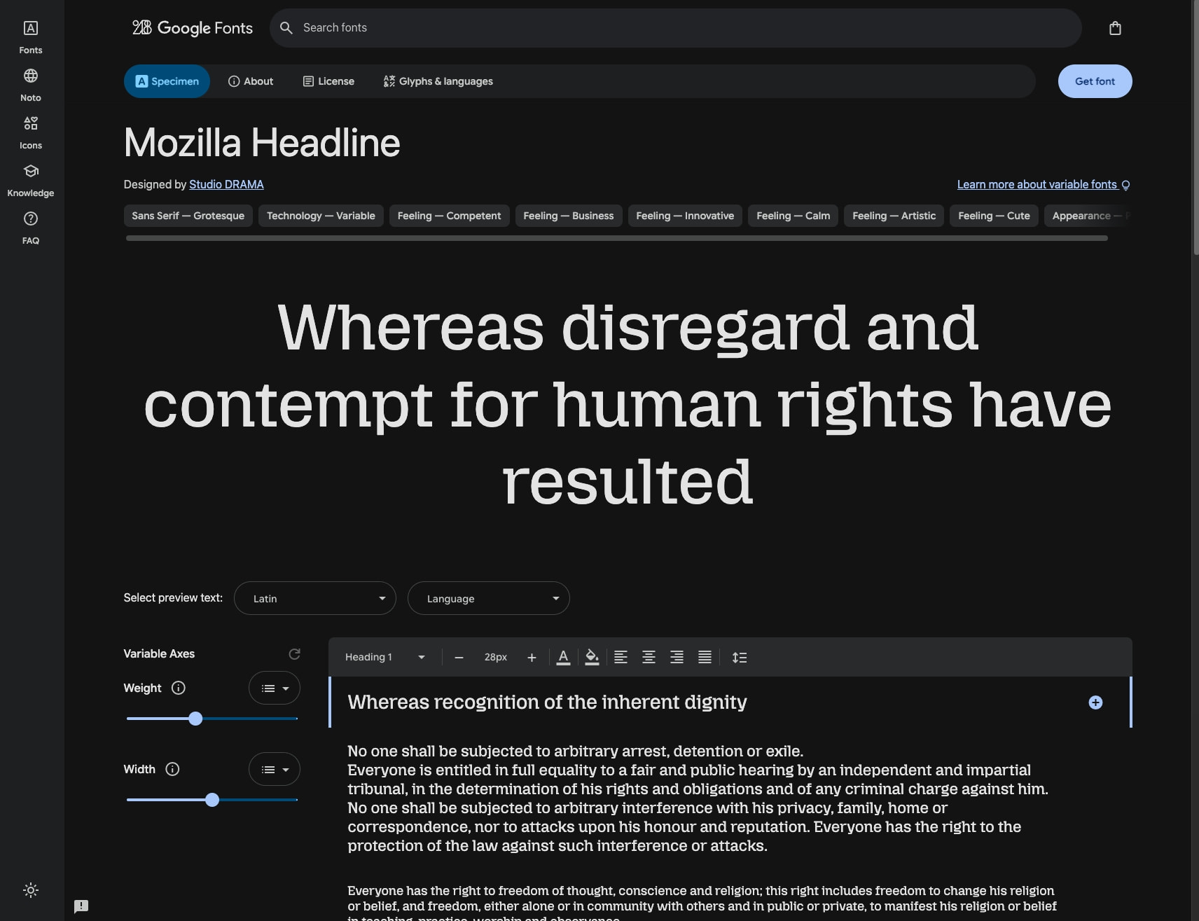 Mozilla Headline - Google Fonts captured website design
