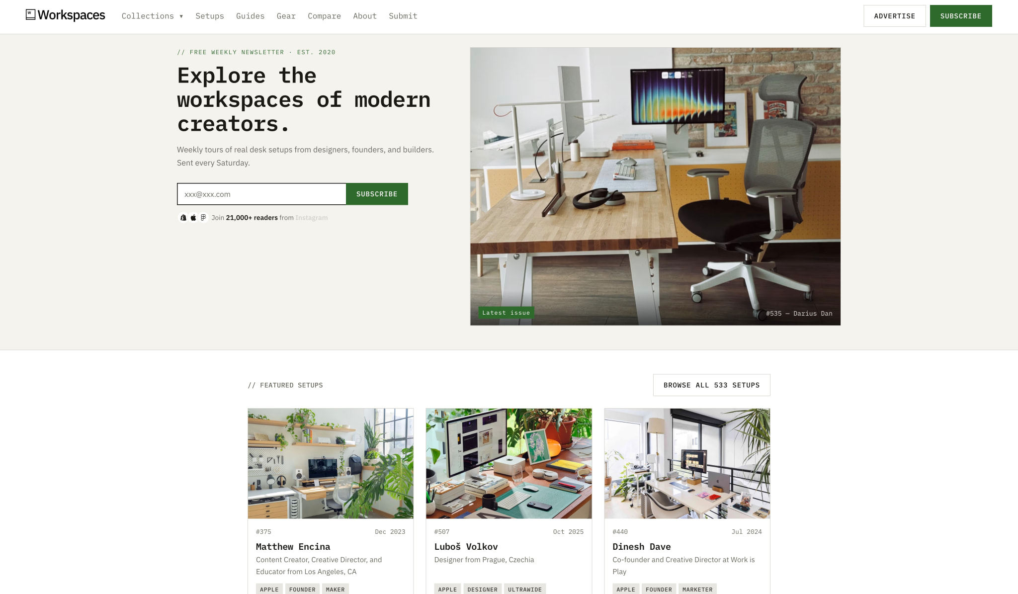 Workspaces captured website design