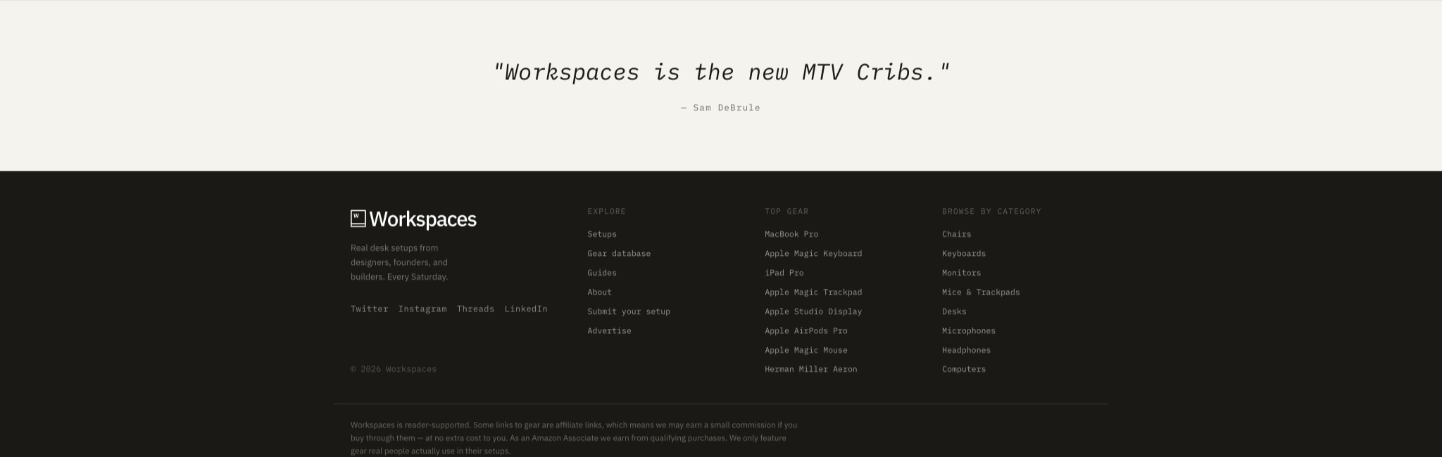 Workspaces captured website design