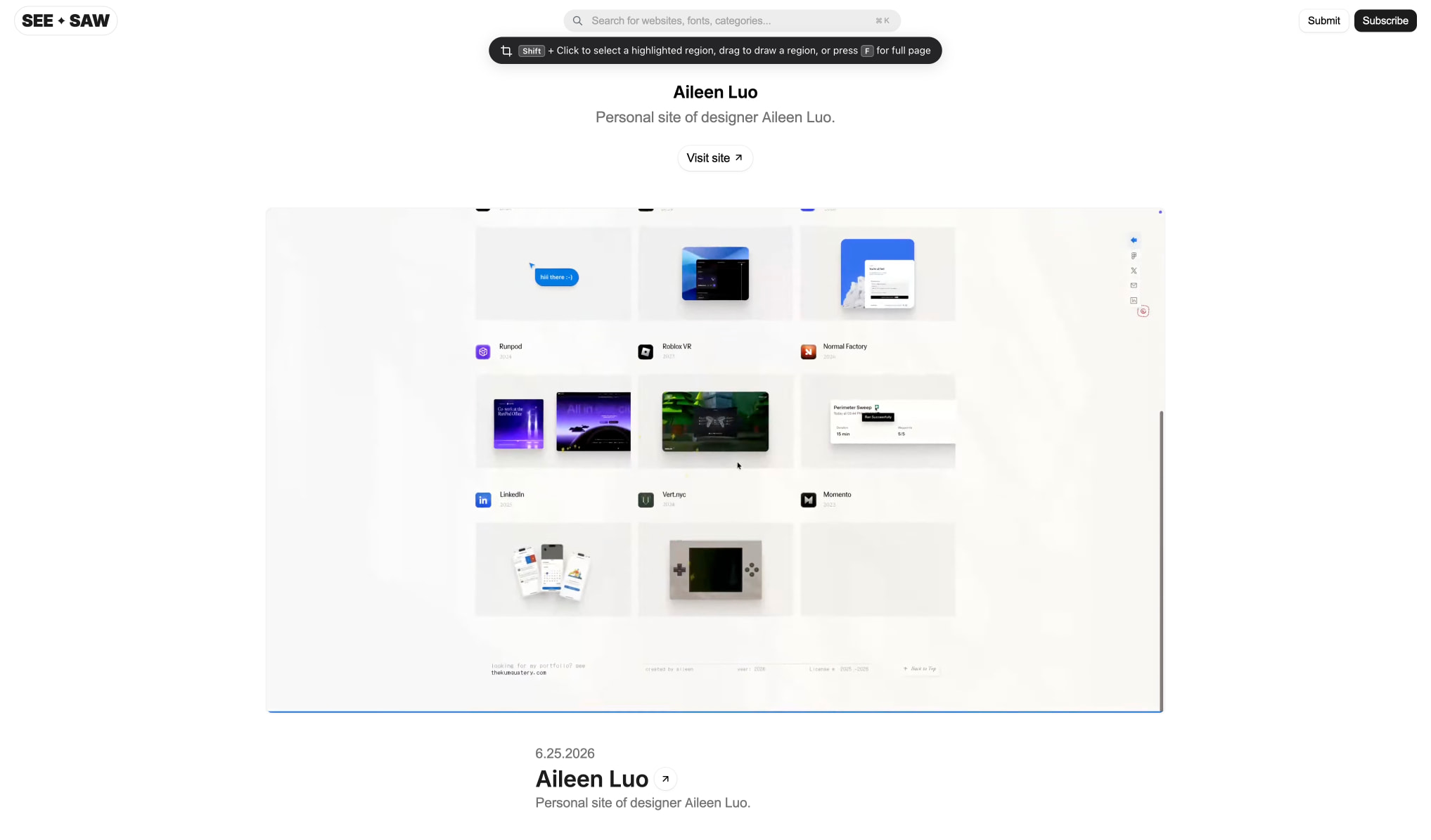 Aileen Luo — SEESAW captured website design