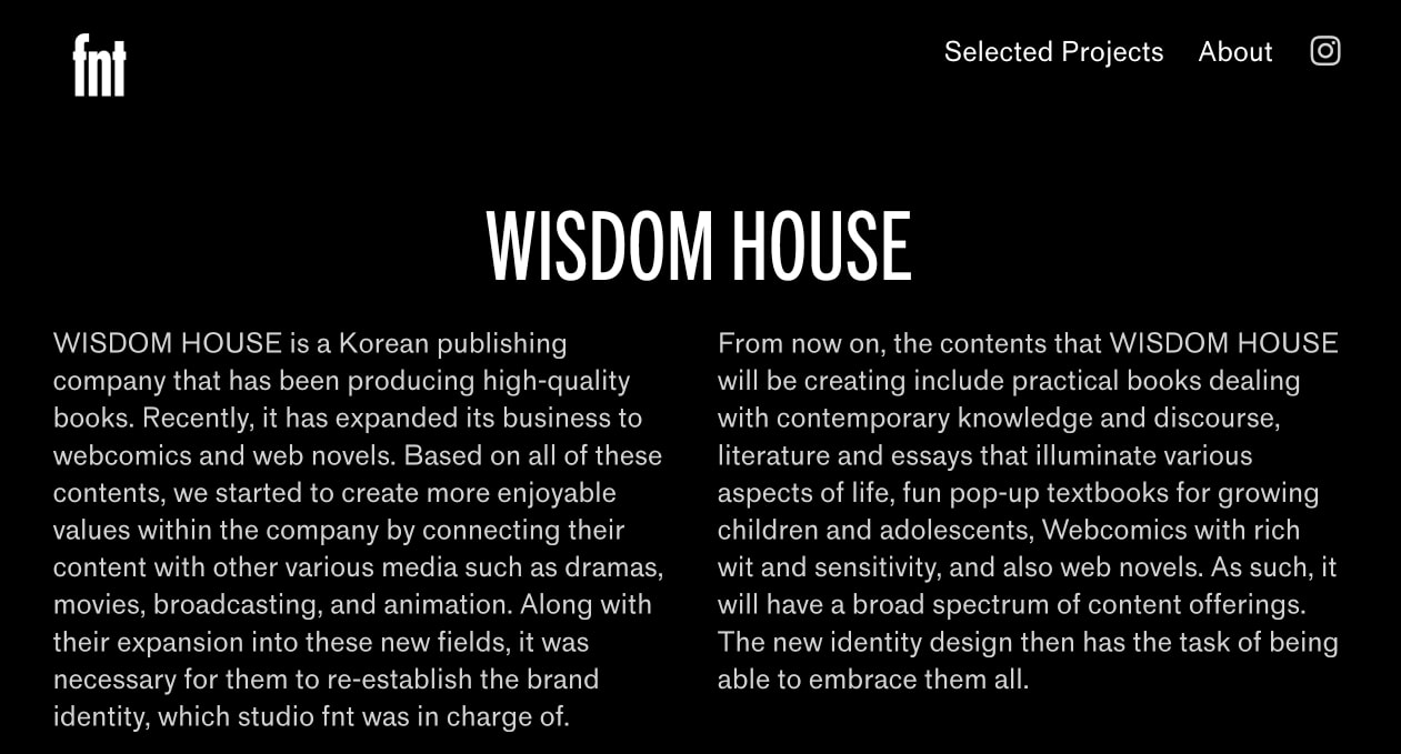 WISDOM HOUSE - studio fnt captured website design