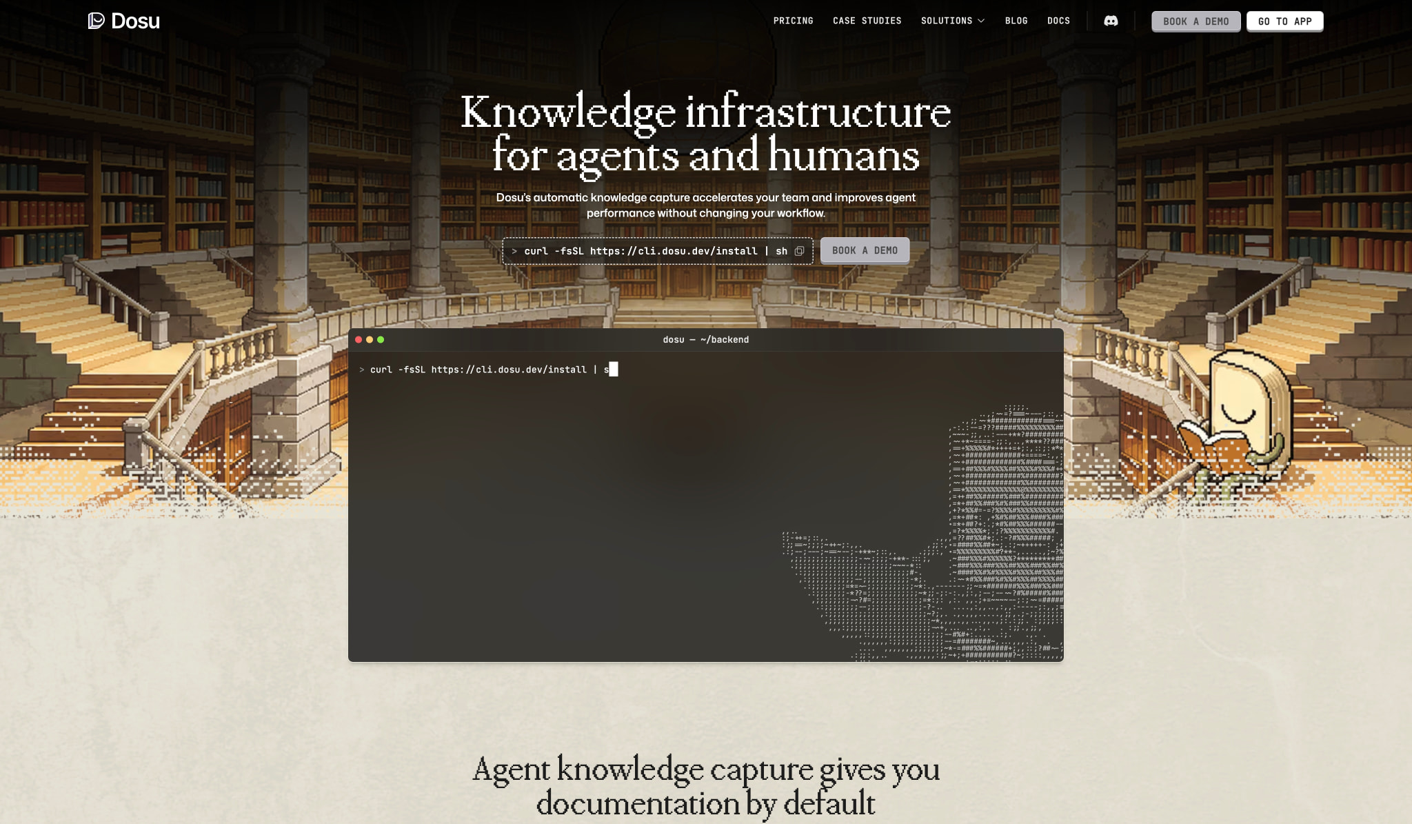 Dosu - Knowledge Infrastructure for Agents and Humans captured website design