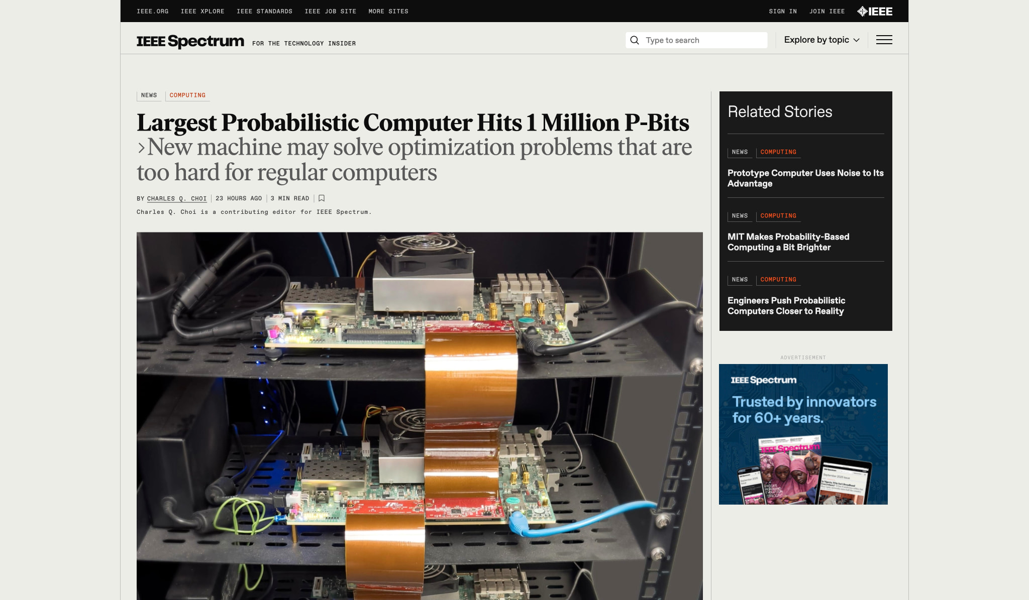 Biggest Probabilistic Computer Turns Noise Into Answers - IEEE Spectrum captured website design