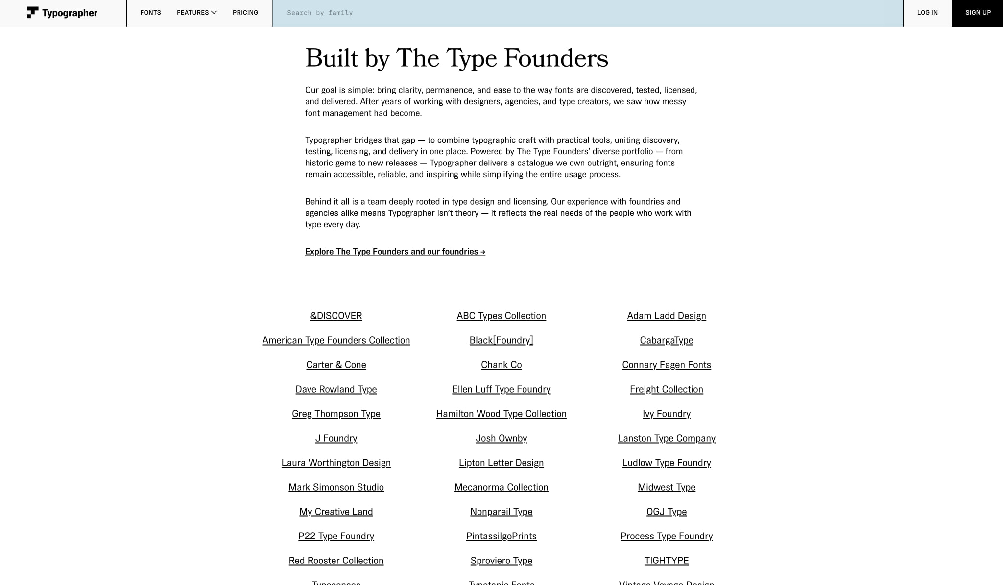 Find, sync, and test fonts | Typographer captured website design
