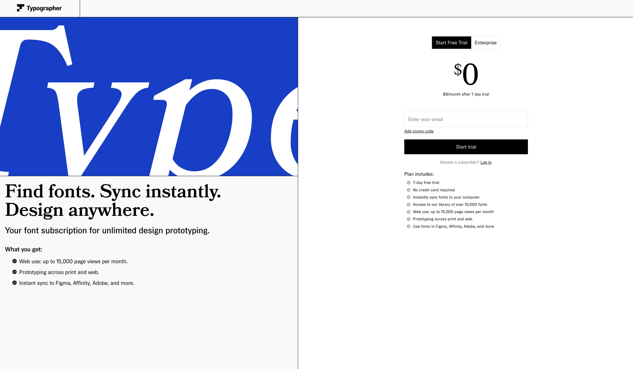 Sign Up | Typographer captured website design