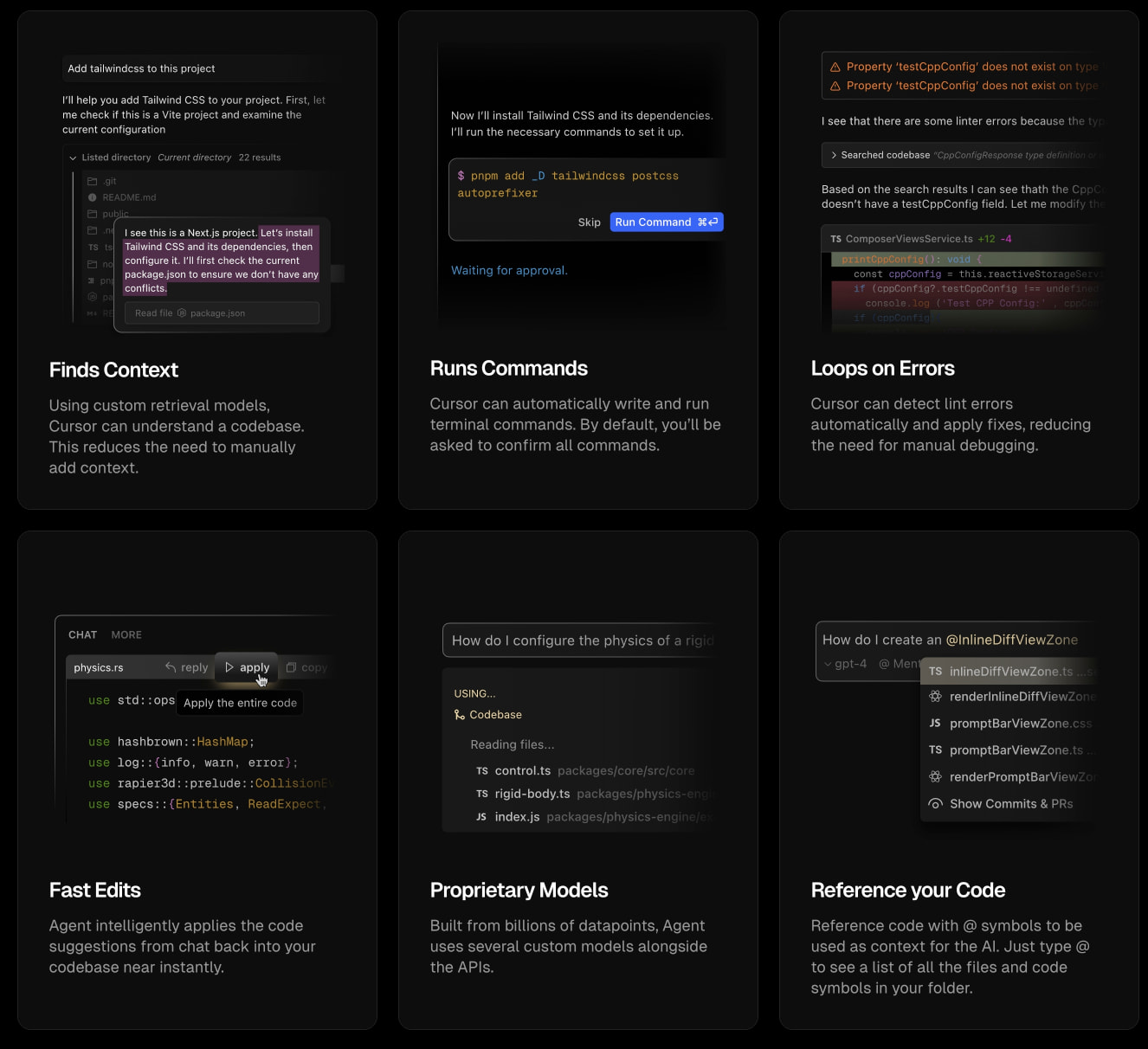 Features | Cursor - The AI Code Editor captured website design