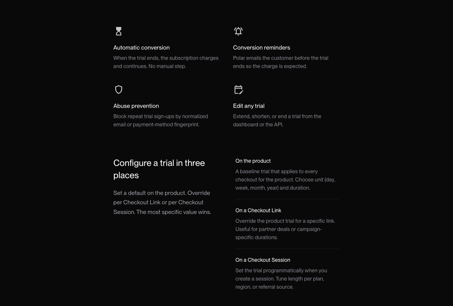 Free Trials | Polar captured website design