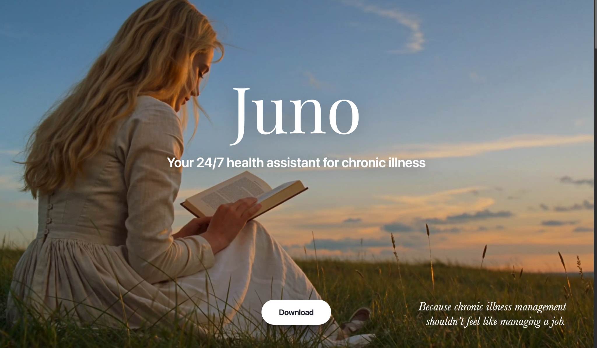 Juno — Your 24/7 AI Health Assistant for Chronic Illness captured website design