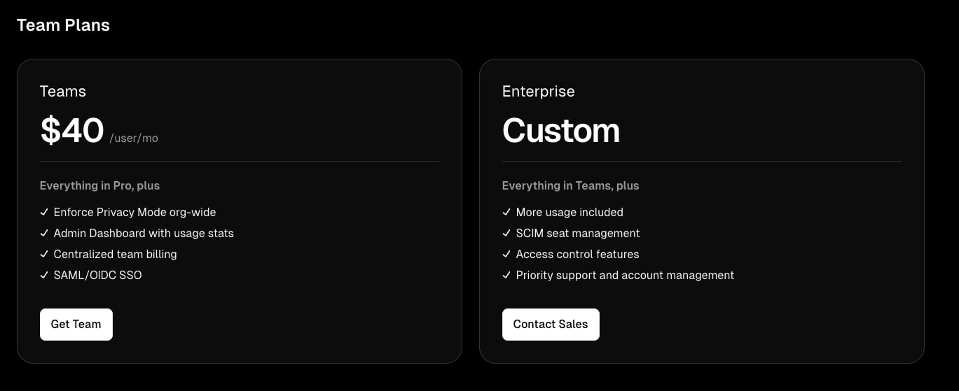 Pricing | Cursor - The AI Code Editor captured website design