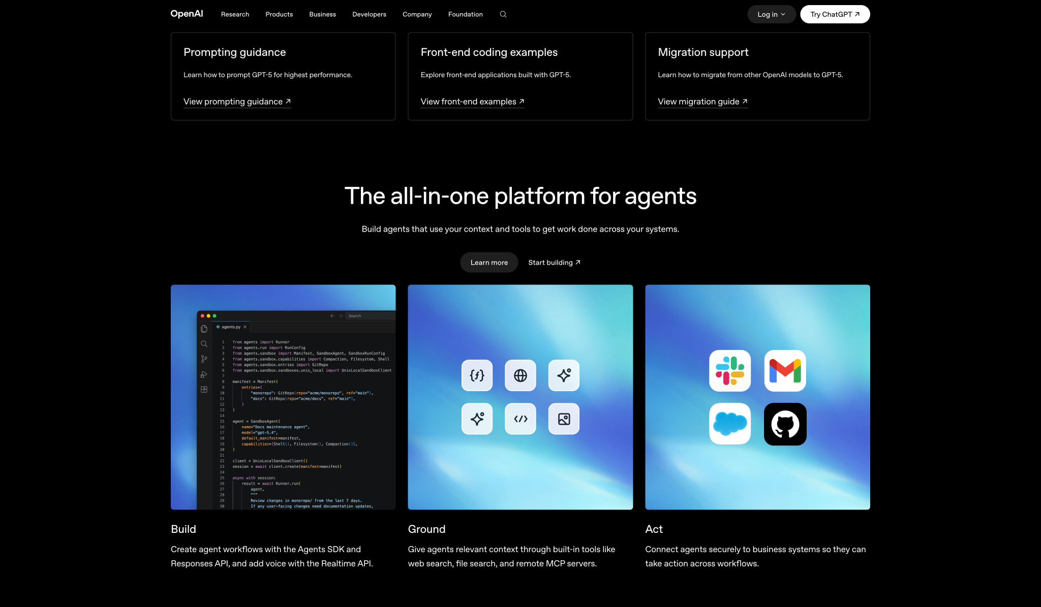API Platform | OpenAI captured website design