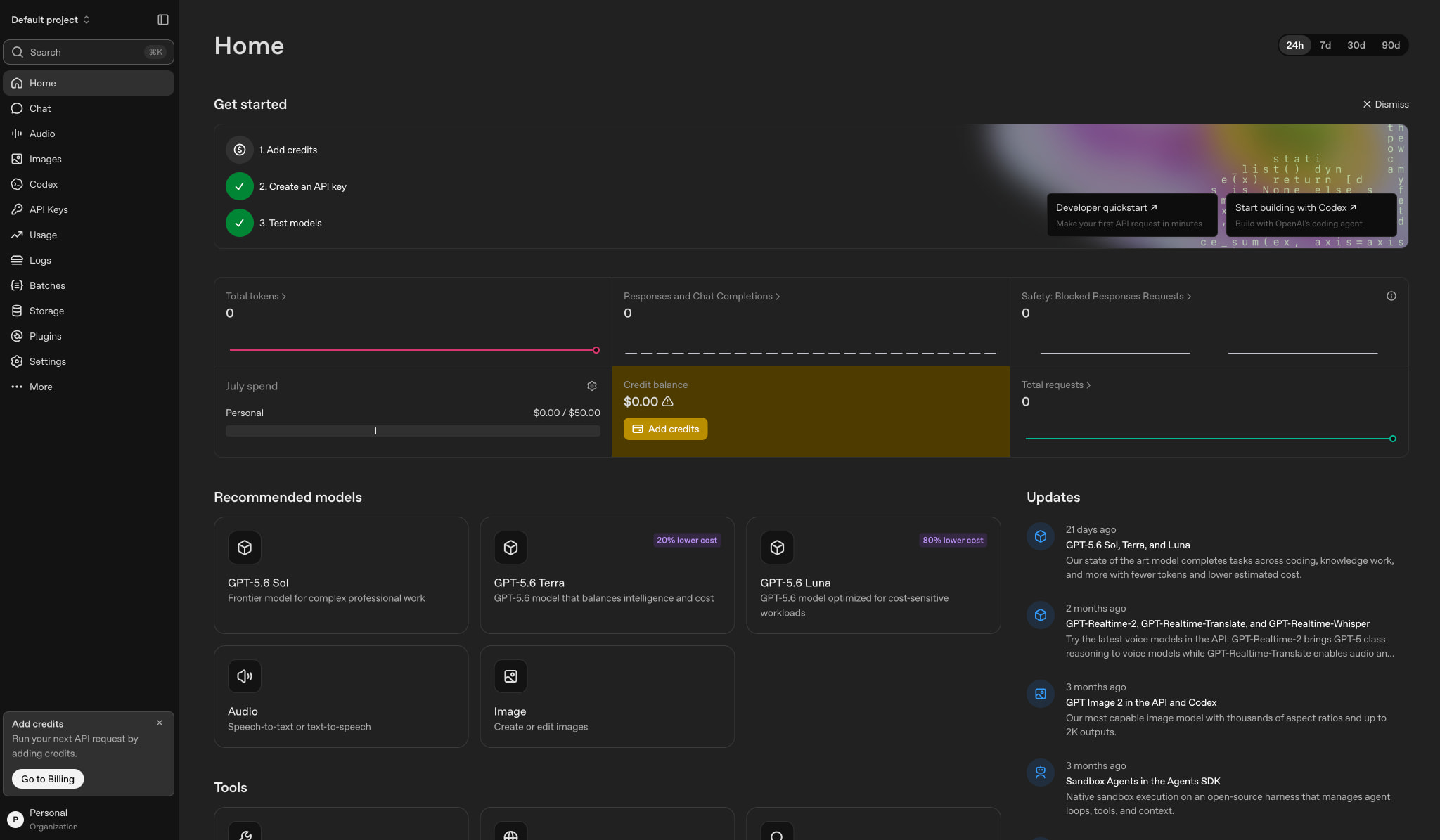 Platform Home Page - OpenAI API captured website design