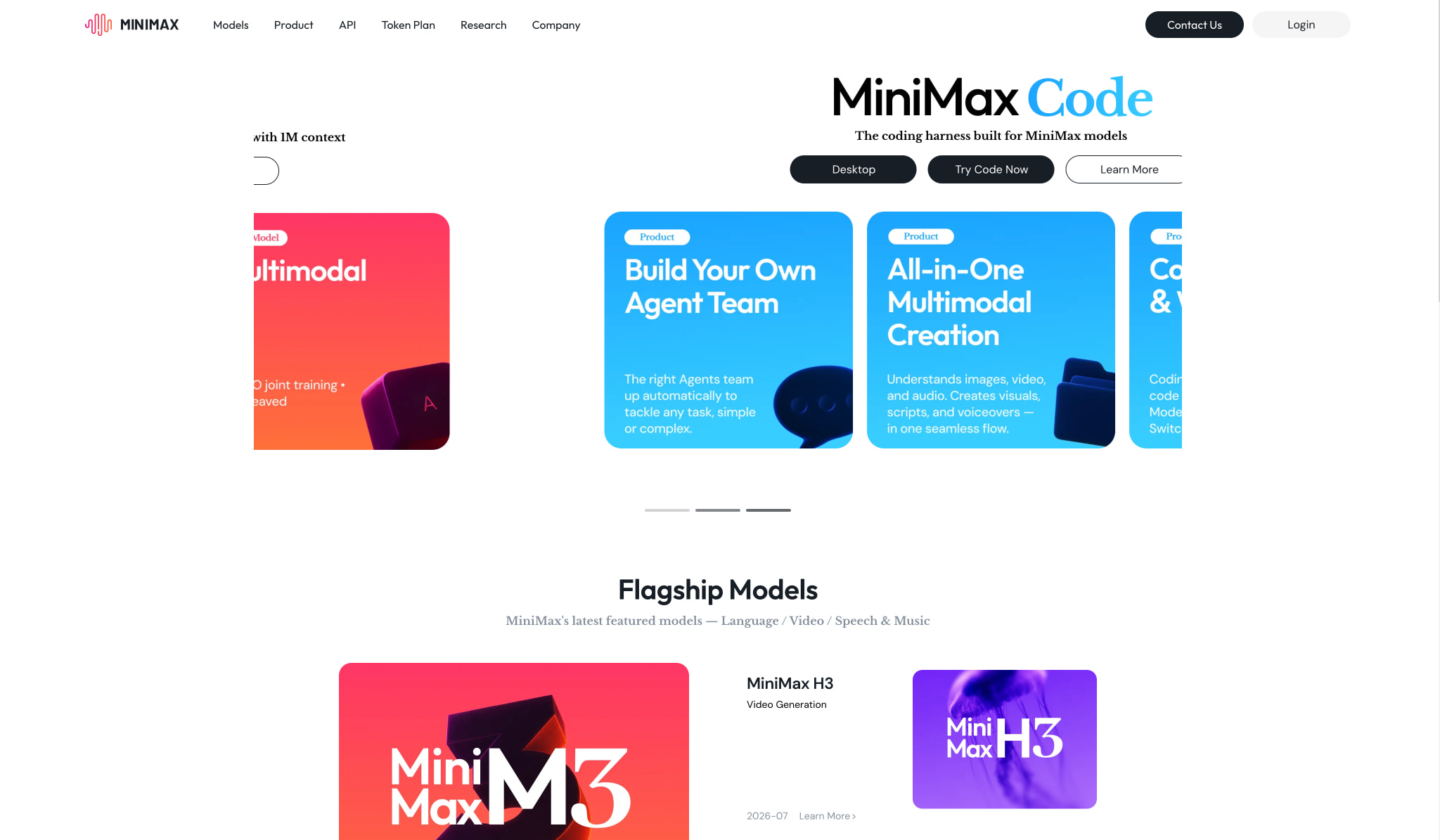MiniMax captured website design