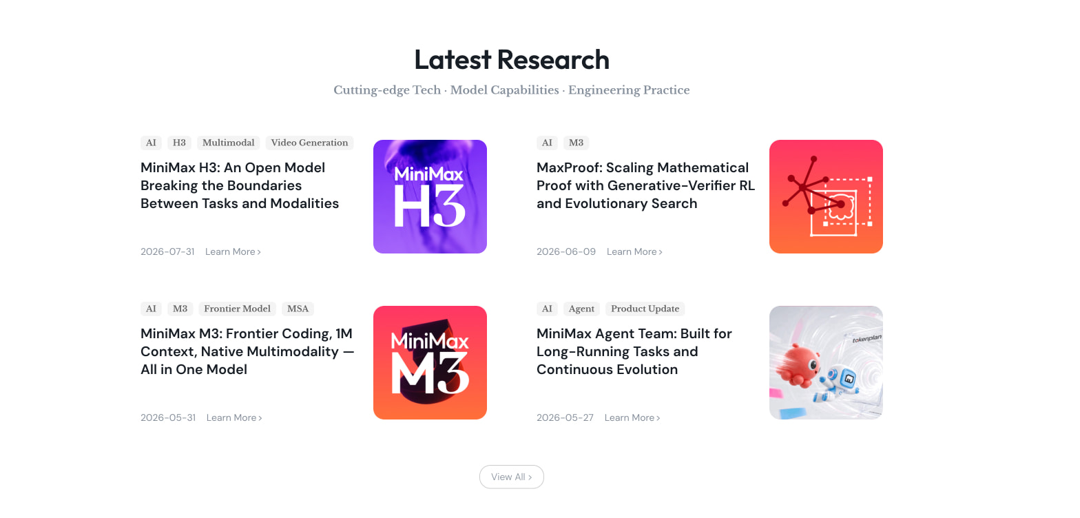 MiniMax captured website design