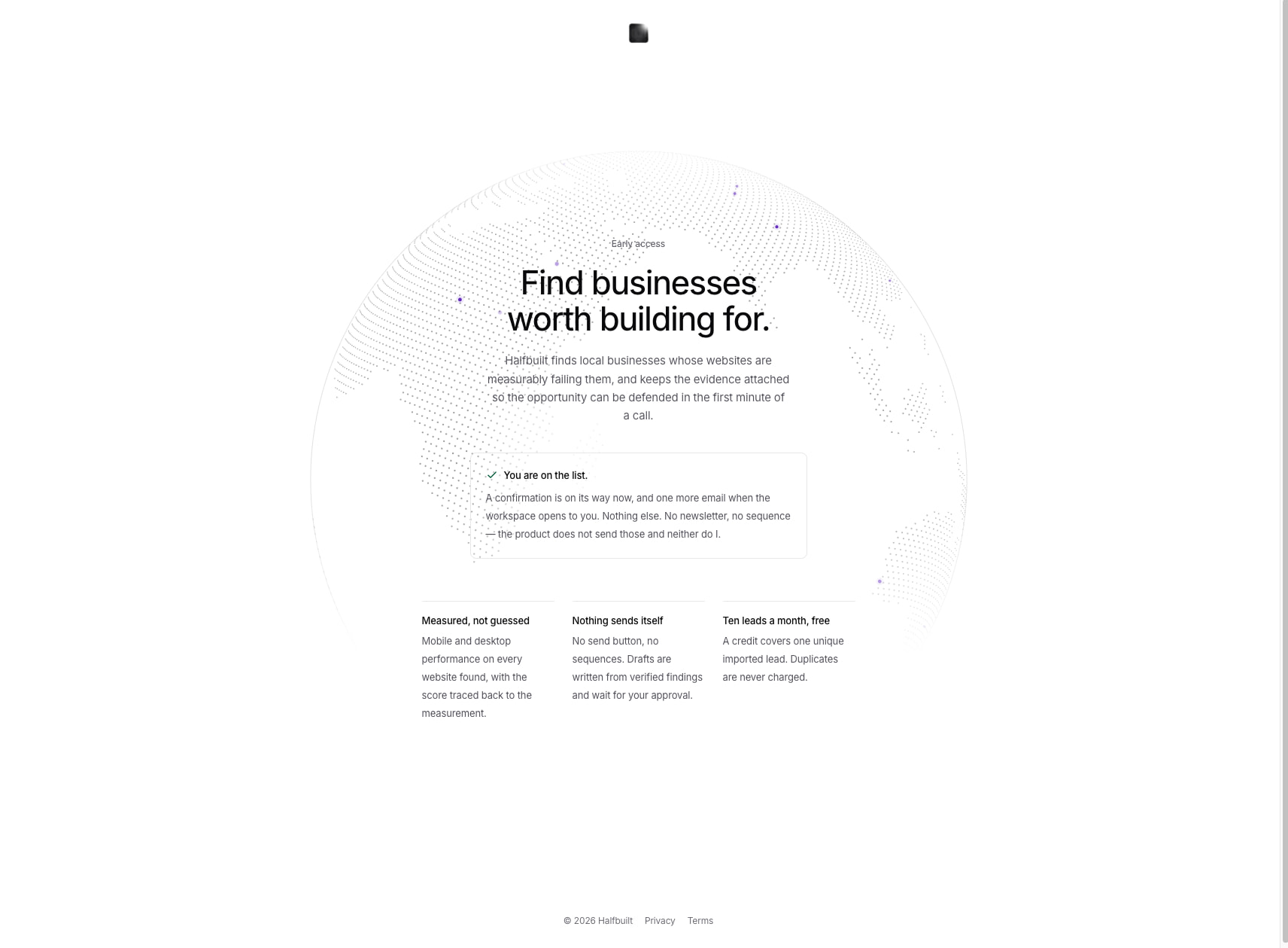 Halfbuilt captured website design