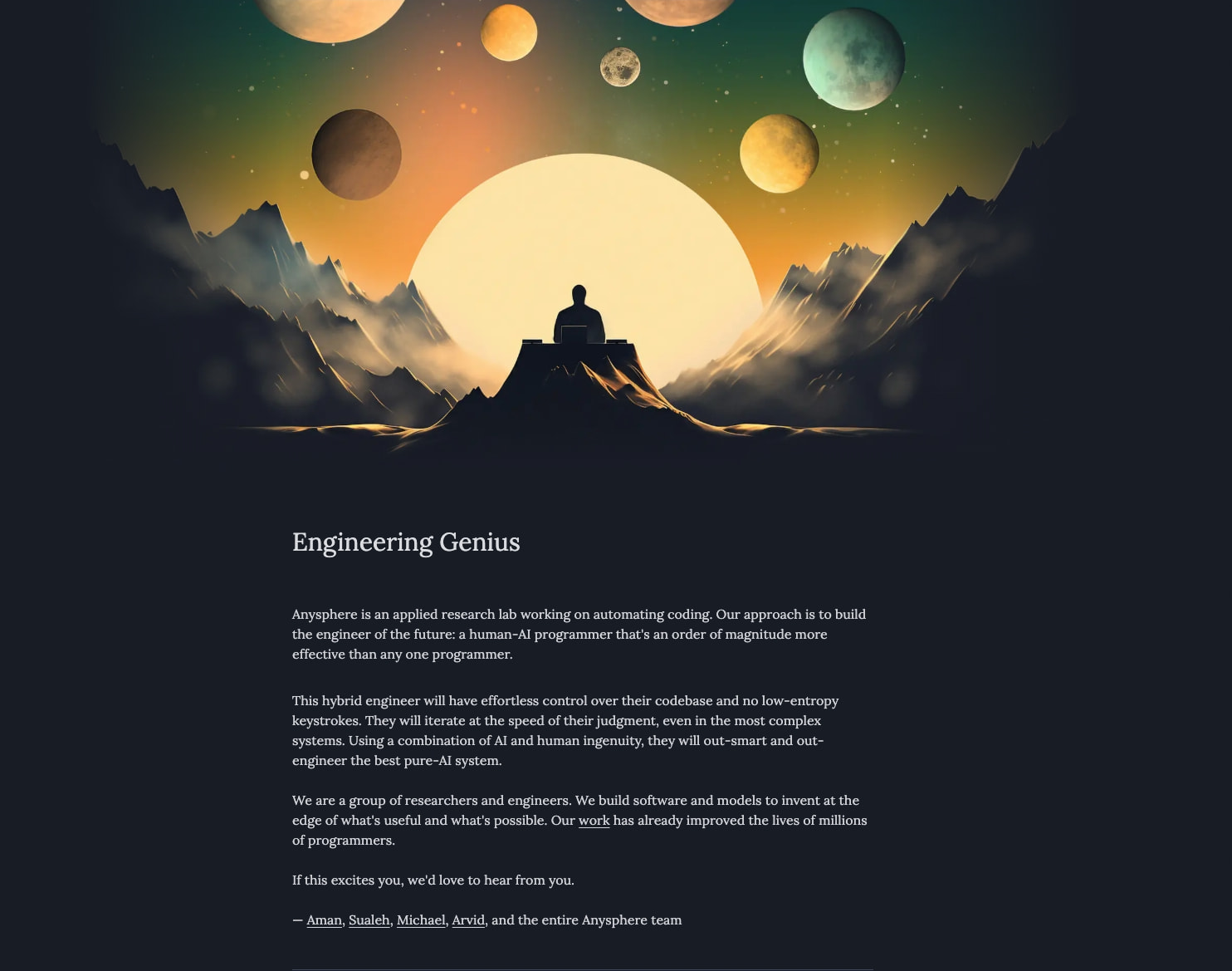 Captured design matching anysphere.inc captured website design