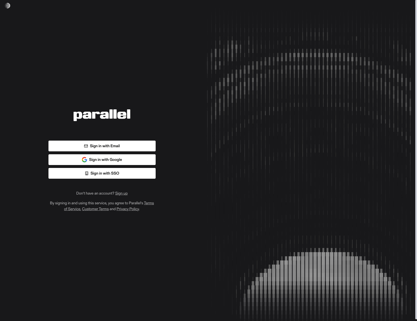 Sign In - Parallel captured website design