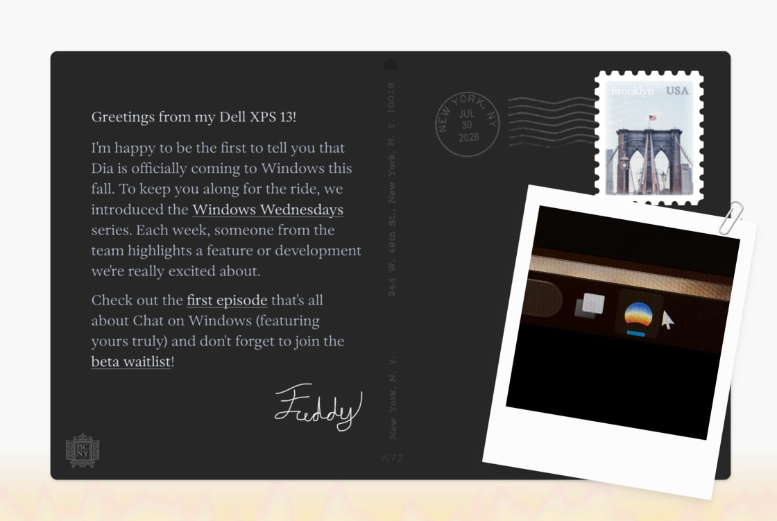 Dia Browser | Latest Release Notes captured website design