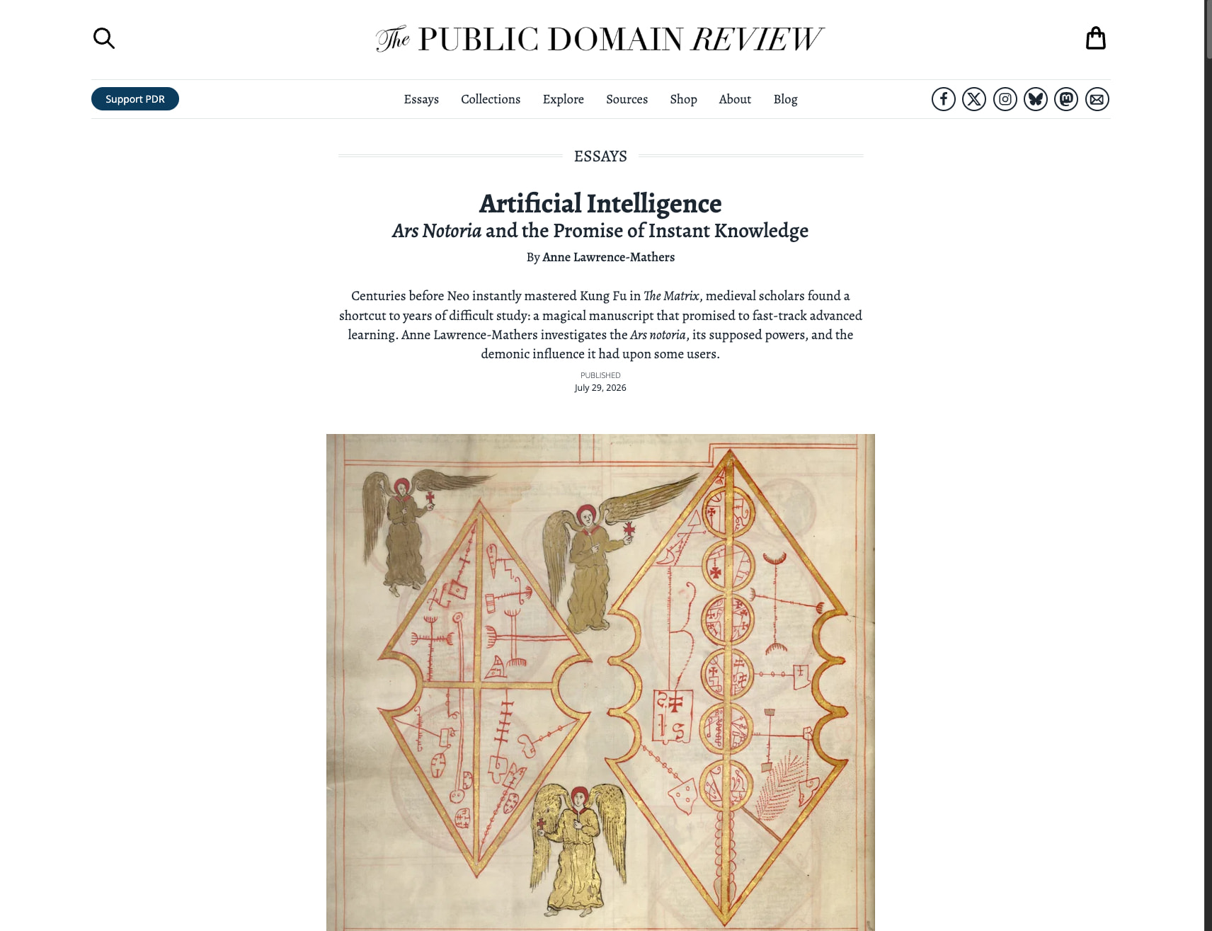 Artificial Intelligence: Ars Notoria and the Promise of Instant Knowledge — The Public Domain Review captured website design