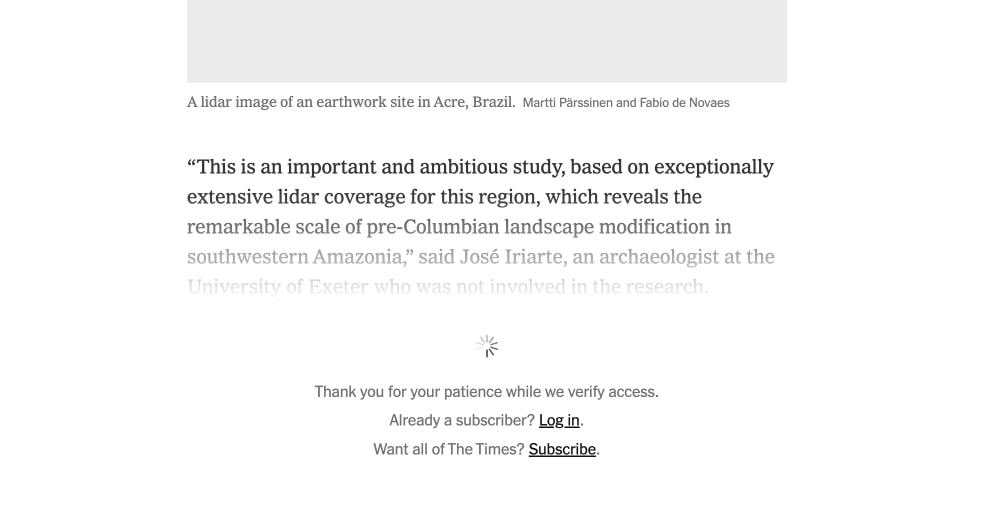 Archaeologists Find Hundreds of Ancient Glyphs in the Amazon - The New York Times captured website design