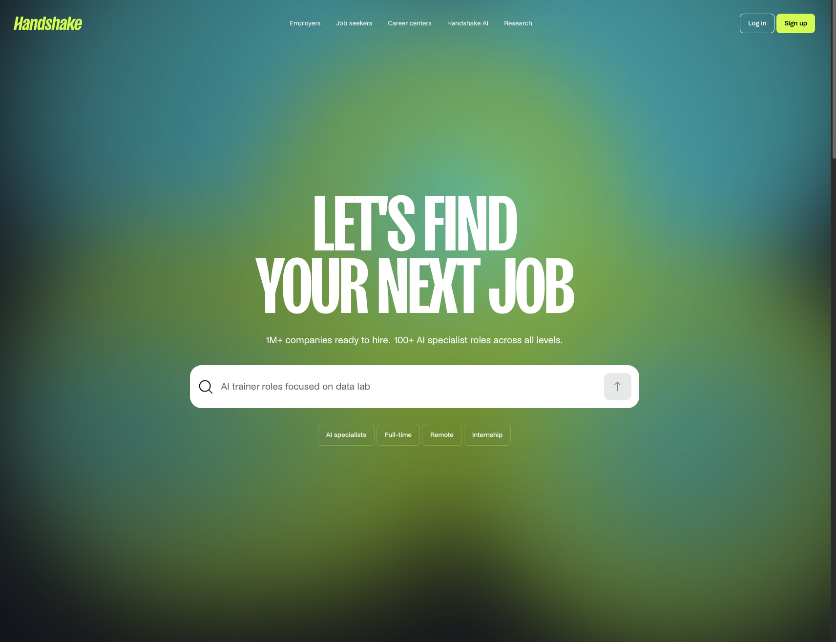Handshake: the career network for the AI economy captured website design